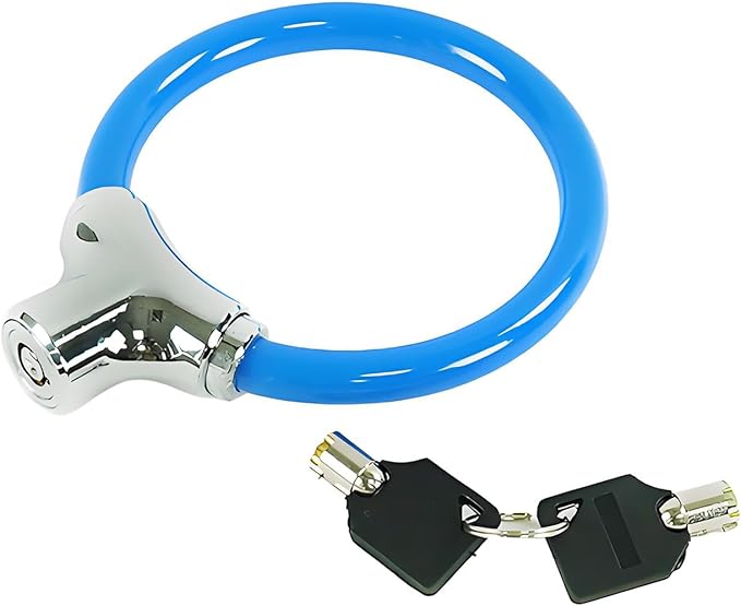 Bicycle Cable Lock, Blue Steel Cable with Keys, Security Lock