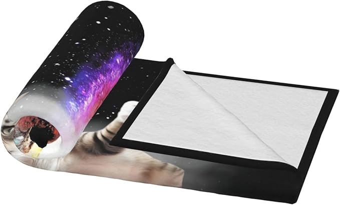 Funny Cat Blanket Cute Cat Lover Gifts Throw Blankets for Girls Boys Adult Women Men Kids Plush Cozy Flannel Fleece Ultra Soft Fuzzy Nebula Galaxy Kitten Party Blanket 60"X50"