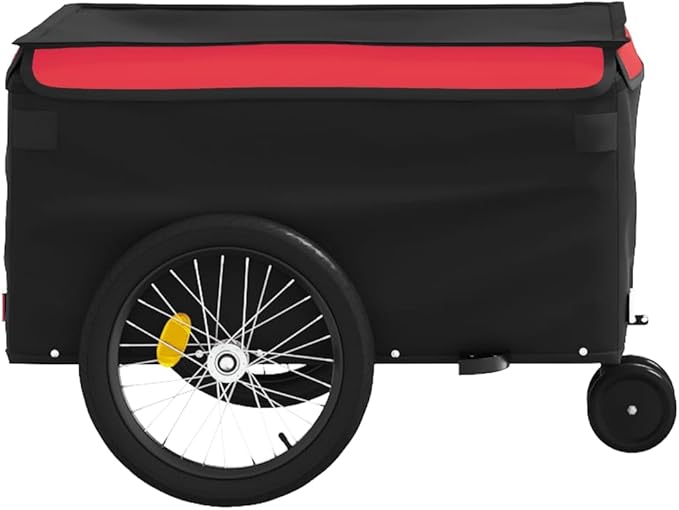 Bike Cargo Trailer, Bicycle Cart Bike Wagon Trailer, Bike Luggage Carrier, Loading Bike Storage Cart, Black and Red, Maximum Load Capacity: 66.1 lb,-436