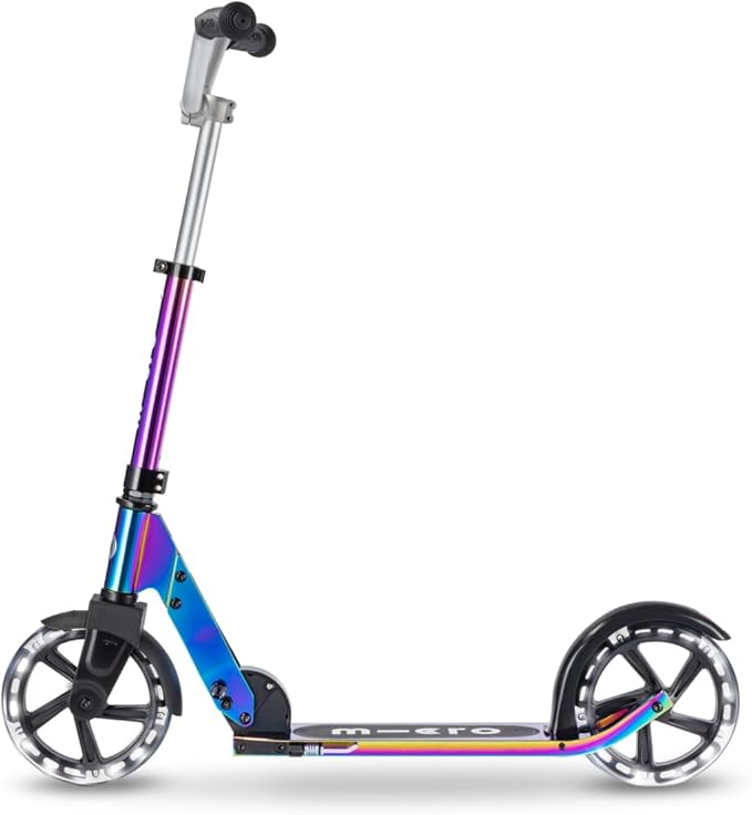 Micro Scooters | Cruiser LED Children's Scooter | Handlebar Adjustable | Lightweight | Light Up Wheels | Foldable | 6-12yrs | Boys & Girls