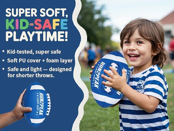 Light Soft Mini Football for Kids Toddler - 8" PU Leather and Foam Layer Small Footballs - Safe Lightweight Indoor Outdoor Beach Water Pool Sports Toys for Summer Outside Games Play with Pump