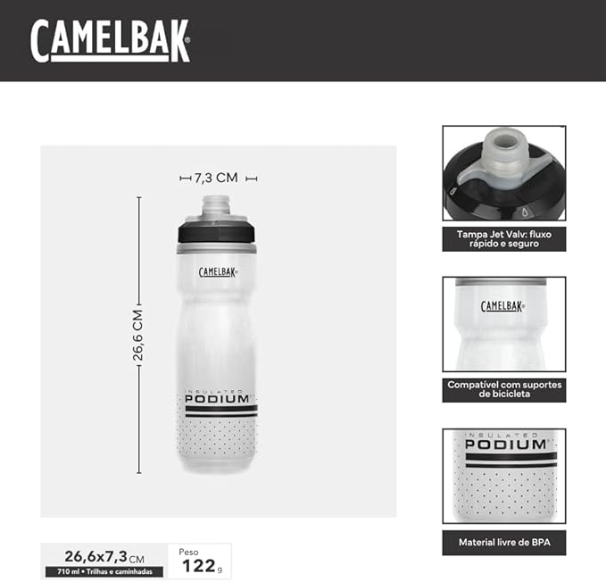 CamelBak Podium Chill Bike Insulated Squeeze Water Bottle White/Black, 24oz