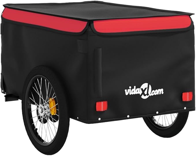 Bike Cargo Trailer, Bicycle Cart Bike Wagon Trailer, Bike Luggage Carrier, Loading Bike Storage Cart, Black and Red, Maximum Load Capacity: 99.2 lb,-441