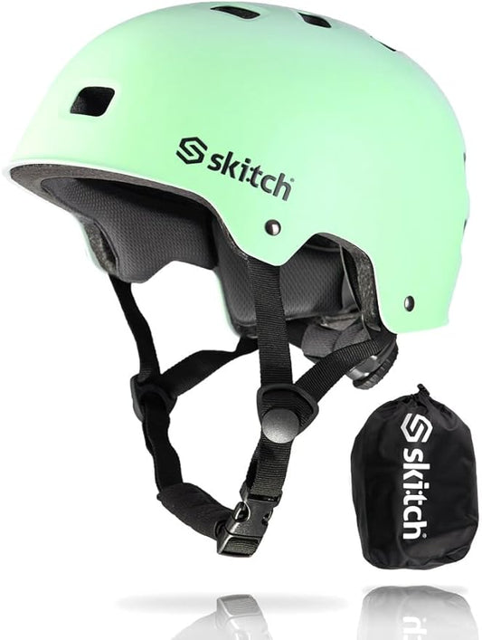 SKITCH Skateboard Helmet for Kids and Teens with Premium Grade Memory Foam Padding | Triple Certified Adjustable Protective Sport Head Gear for Scooter Roller Skate Inline Skating and Rollerblading
