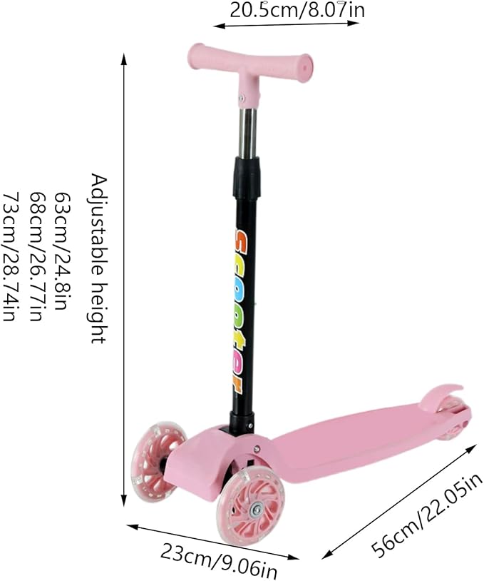 Folding Scooter - 3 Wheeled Scooter for Kids, 3 Wheels Foldable Kick Scooters | Lightweight Bike for Ages 2-8 Boys Girls Outdoor Riders, Kick Scooters for Commuting, Travel, Camping, Backpacking