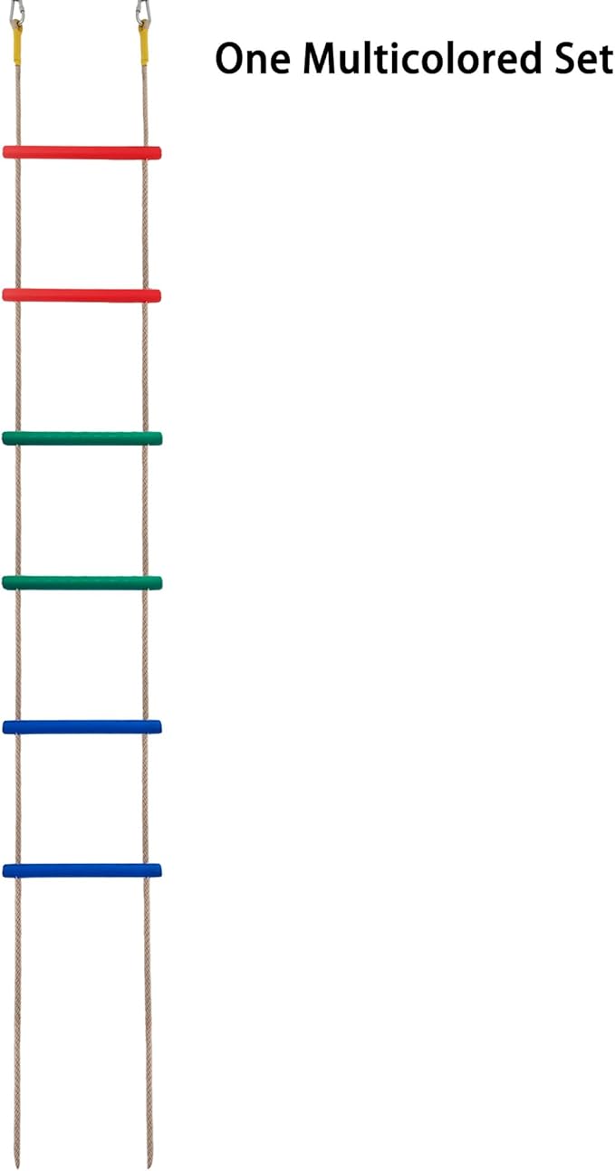Wooden Climbing Rope Ladder for Kids: 6 - Foot - Long, 14 - inch - Wide, Sturdy, Durable, for Indoor/Outdoor Use, Good for Health, a Fantastic Gift (One Multicolored Set)