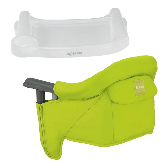 Inglesina Fast Table Chair - Lime + Fast Dining Tray - Portable Baby High Chair - for Babies & Toddlers up to 37 lbs - Fits Tables 0.8'' to 3.5'' Thick - Compact & Easy to Use - Travel Bag Included
