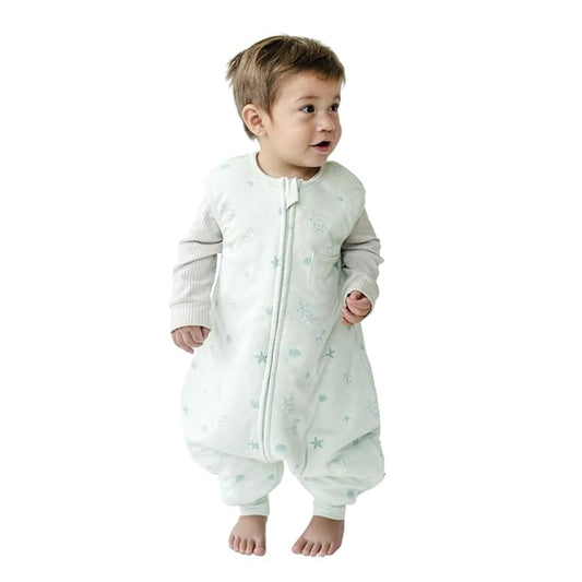 Tealbee Dreamsuit Toddler Sleep Sack with Feet – Walker Sleep Bag with Legs, Rayon made from Bamboo, Winter 1.5 TOG, 2-Way Zipper, 3T-4T - Seashell