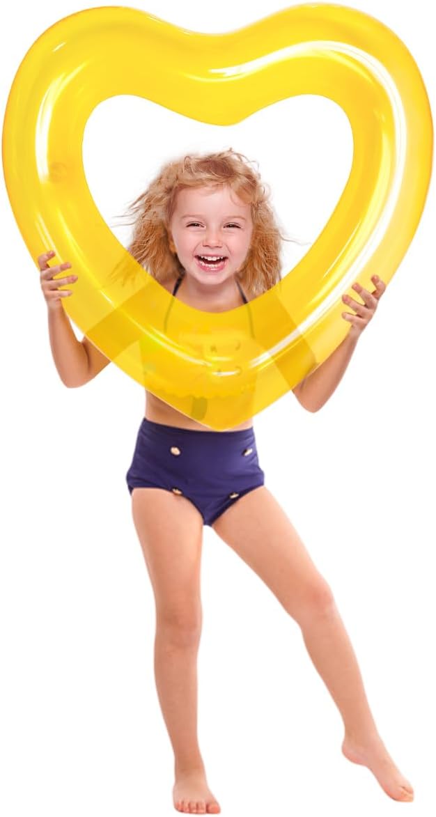 ZHUYNXIR Heart Swimming Pool Float Loungers Tube, Water Fun Beach Party Toys for Kids，Birthday Scene Layout Props.