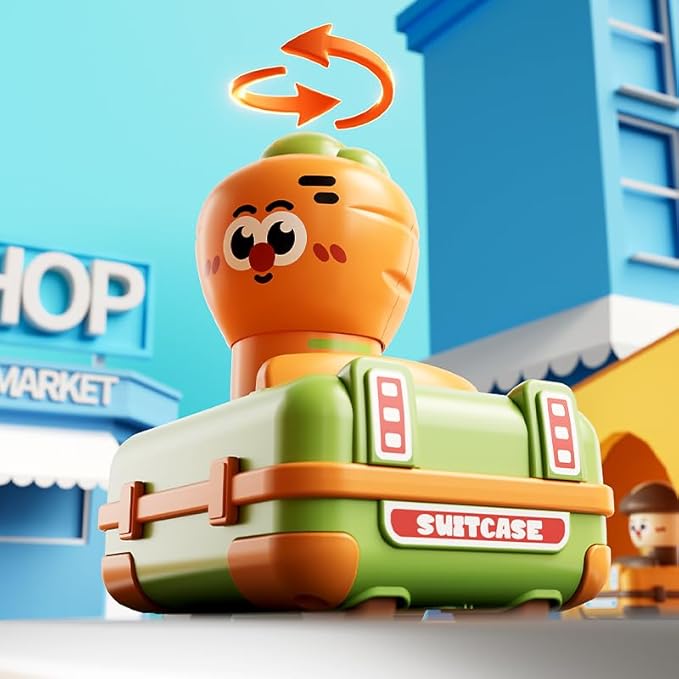 Toddler Car Toys for 1 Year Old Girl Boy, Baby Press and Go Toy Cars for Toddlers 1-3, Montessori Infant Play Vehicle Set, Play Food(Veggie) Racing Cars for 18-24 Month, 1st Birthday