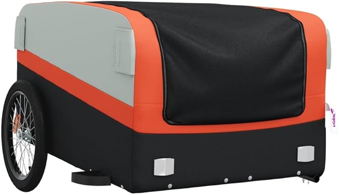 Bike Trailer Bicycle Cargo Trailer, Black and Orange, 99.2 lb Iron, 53.9"x27.2"x23.2"