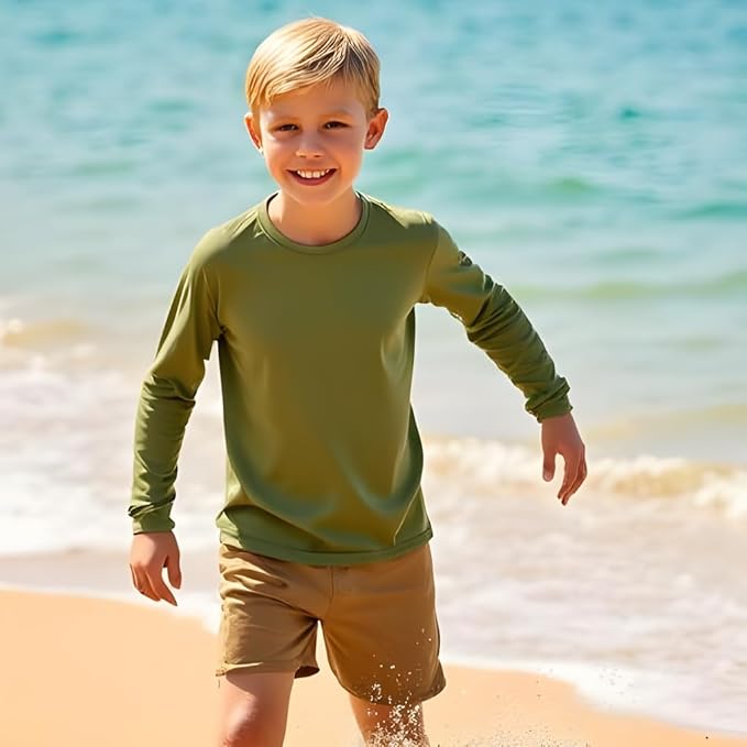 INGEAR Boys' Rash Guard UPF 50+ Swim Shirt - Lightweight, Quick-Dry, Durable Sun Protection for Swimming, Sizes XS-XL