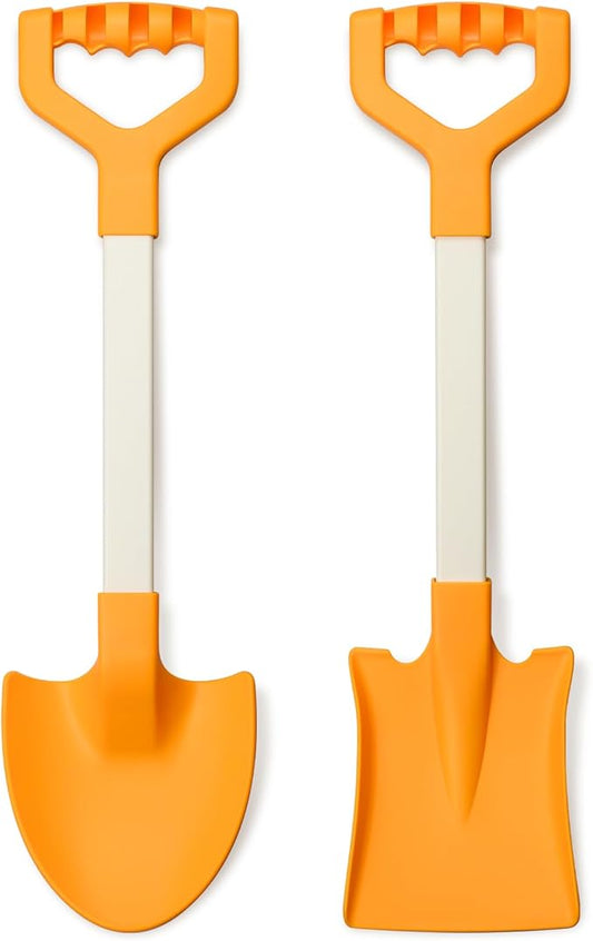 20” Long Sand Beach Shovels for Kids Heavy Duty Plastic Summer Sand Scoops Spades Toy Sandbox Garden Snow Digging Play Gift Set Party Bundle 2 Pack Orange