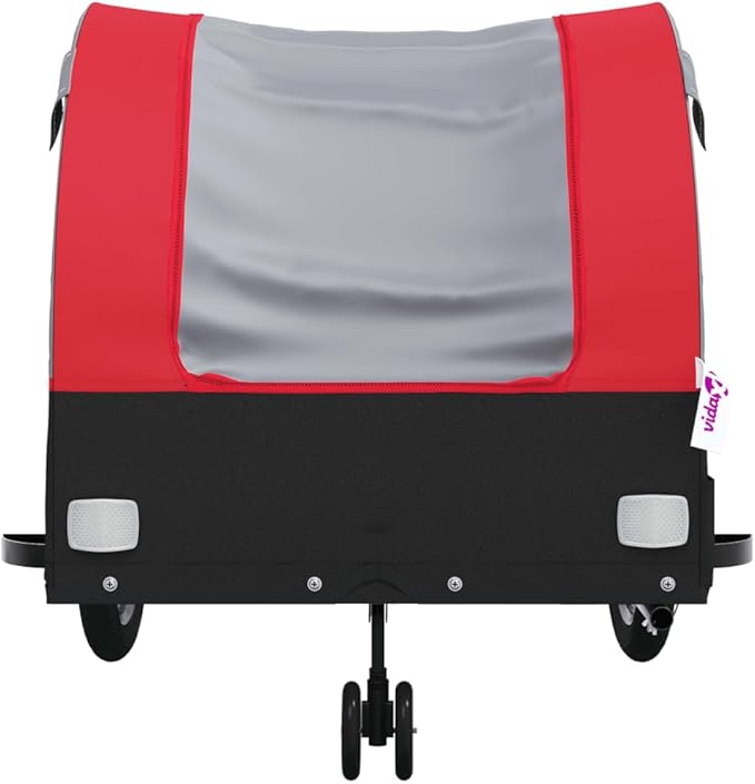 Bike Wagon Trailer, Bike Cart with Safety Flag, Bike Trailer Bicycle Cargo Trailer, Black and Red 99.2 lb Iron, 24.8"x49.6"x24.8"
