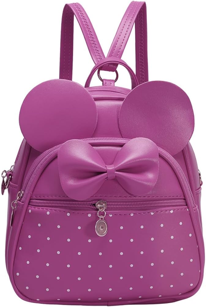 KL928 Girls Mini Backpack Bowknot Polka Dot Cute Small Daypacks Convertible Shoulder Bag Purse for Women