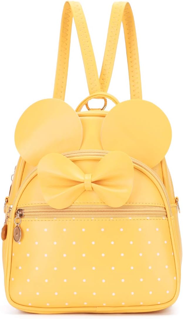KL928 Girls Mini Backpack Bowknot Polka Dot Cute Small Daypacks Convertible Shoulder Bag Purse for Women