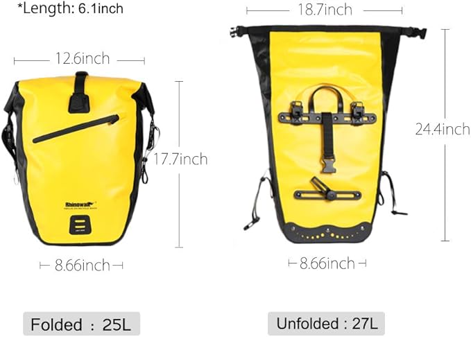 Rhinowalk Bike Bag Waterproof Bike Pannier Bag for Bicycle Cargo Rack Saddle Bag Shoulder Bag Laptop Pannier Rack Bicycle Bag Professional Cycling Accessories