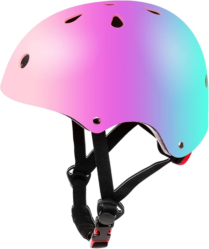 Color Gradient Adjustable Kids Bike Helmet Toddler Helmets for 3-5-8-14 Years Kids Girls Boys Youth Bicycle Helmet for Scooter Balance Bike Roller Skating Skateboard