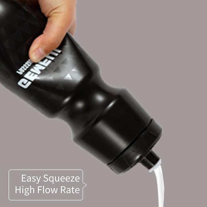 GEMFUL 24 oz Cycling Water Bottle and Cage Set BPA Free Bike Water Bottle Holder Combo Leak Proof Lightweight 750ml Fits MTB Mountain Road Bicycle (Black)