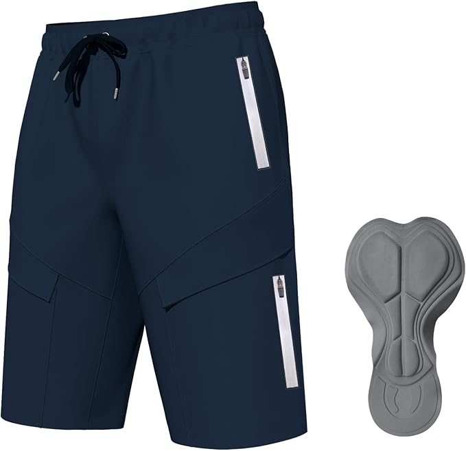 Lo.gas Mountain Bike Shorts for Men,3D Padded Loose-fit Cycling Biking Bicycle Shorts Mens with Underwear Zipper Pockets