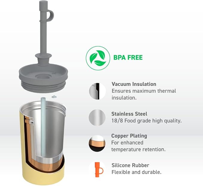 asobu Stainless Steel Kids Tumbler with Flexible Straw Lid | Insulated Water Bottle | Reusable Travel Cup 12 Ounce (Yellow)