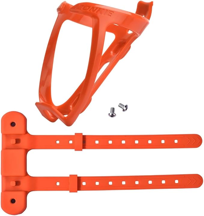 ZONKIE Bicycle Bottle Cages, Plastic Bike Bottle Holder with Cage Mounting Base (Orange)