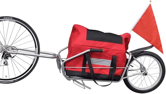 Bicycle Cargo Trailer One-Wheel with Storage Bag, Bike Cargo Trailer with Rain Cover, Bike Luggage Wagon Bicycle Trailer with Removable Cover