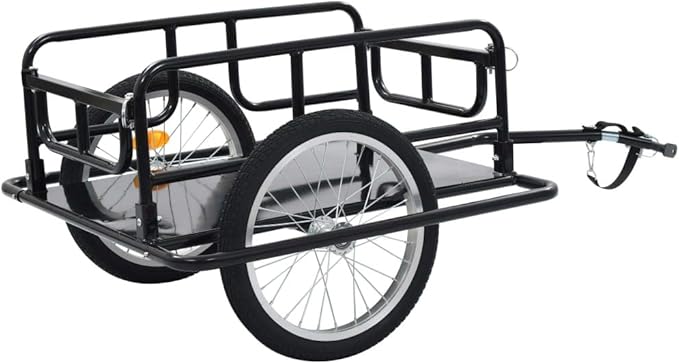 Bike Cargo Trailer, Bicycle Cart Wagon, 110.2 lb Max Load Steel Frame Heavy Duty for Carrying Stuff Luggage Plants Tools, 51.2"x28.7"x19.7" Black