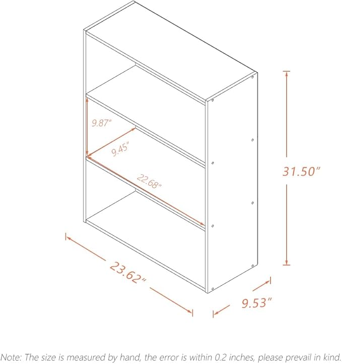 Basic Open Shelf Bookcase - 3-Tier Wooden Cube Storage Shelves Split Bookshelf, Oak
