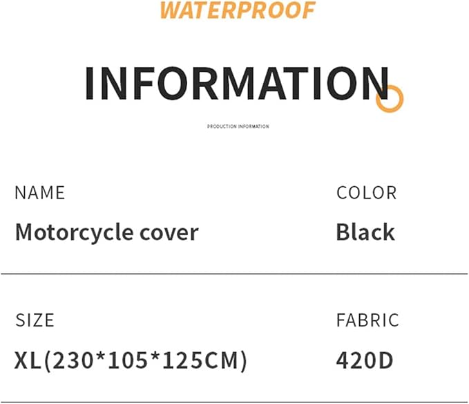 Motorcycle Cover Waterproof Outdoor, 420D Heavy Duty, XL90.5in, All Season Protection, Windproof Clasps, Storage Bag, Night Reflective Design, Fits Motorcycles, 1-2 Bikes Ebikes