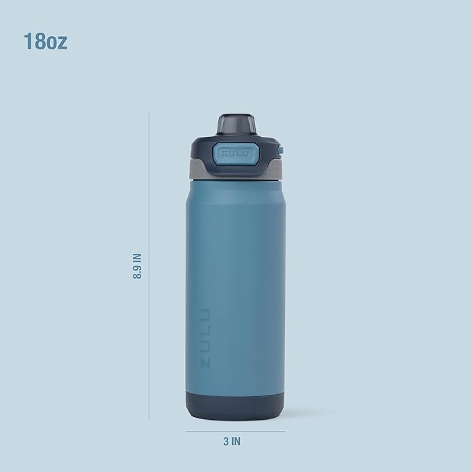 ZULU Powerfill Pro 18oz Kids Stainless Steel Water Bottle with Quick Fill Lid, Triple Wall Vacuum Insulated, Leak Proof Locking Lid, Sip & Chug, Reusable, BPA Free, Dishwasher Safe, Midnight Storm