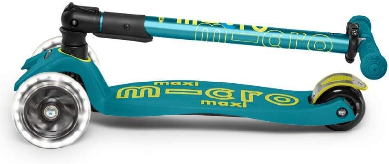 Micro Kickboard - Maxi Deluxe Foldable LED - Three Wheeled, Lean-to-Steer, Fold-to-Carry Swiss-Designed Micro Scooter for Kids with Motion-Activated Light-Up Wheels for Ages 5-12