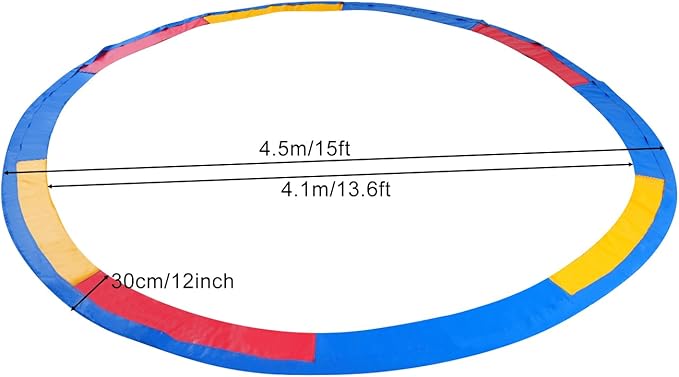 Eapmic Trampoline Pad Replacement, Trampoline Safety Pad, Spring Cover for 8ft 10ft 12ft 14ft 15ft 16ft Round Trampoline with Waterproof Foam Padding, Universal Trampoline Accessories