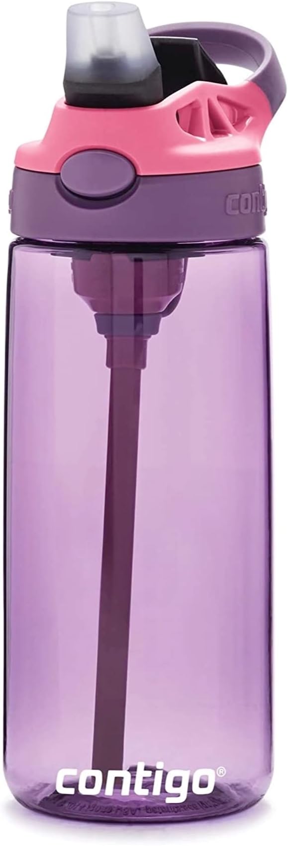 Contigo Aubrey Kids 20oz Cleanable Water Bottle with Silicone Straw, Spill-Proof Lid, Eggplant - Dishwasher Safe and Ideal for Everyday Use