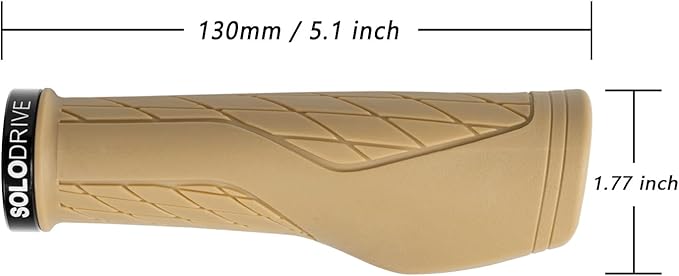 SOLODRIVE Ergonomic Design Mountain Bike Grips, Comfortable Bicycle Handlebar Grips, Single Lock-on and Non-Slip MTB Handle, Fit MTB, E-Bike, Hybrid, Scooter