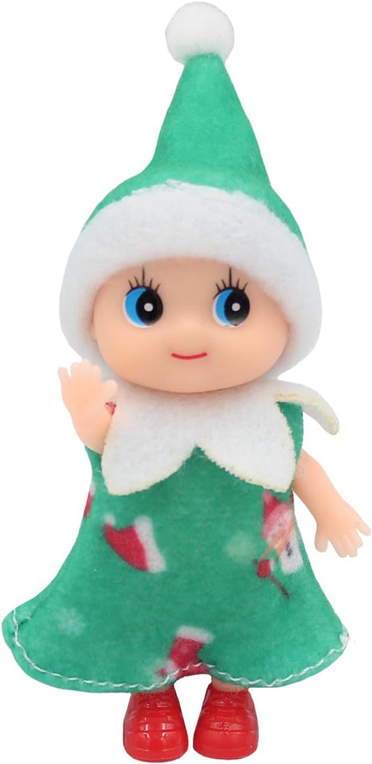 WULEEUPER Tiny Baby Elf Dolls | Christmas Miniature Elf Decoration | Newborn Gift | Baby Grow Girl and Boy Dolls (Green Dress)