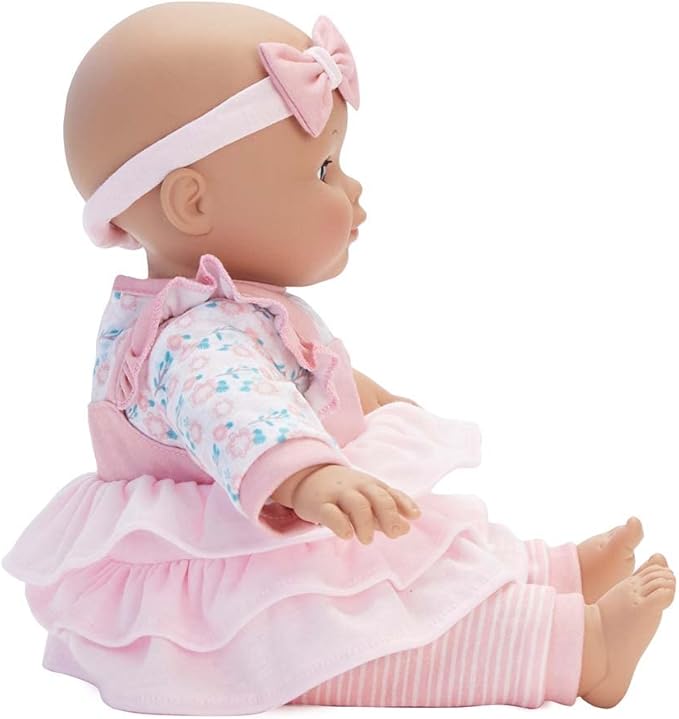 Madame Alexander 14-Inch Baby Cuddles Doll with Bottle, Pink Floral, Medium Skin Tone