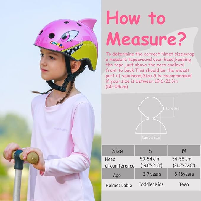 Kids Toddler Bike Helmet, Adjustable and Multi-Sport for Child Boys and Girls, 2 Sizes