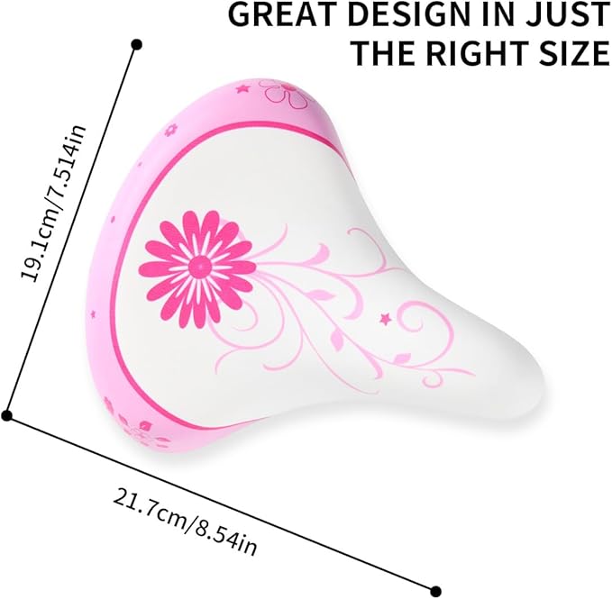 Wide Kids Bike Seat for Girls Bike, Purple & Pink
