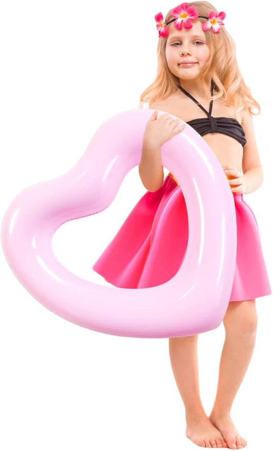 ZHUYNXIR Heart Swimming Pool Float Loungers Tube, Water Fun Beach Party Toys for Kids，Birthday Scene Layout Props.