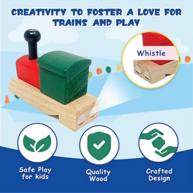 Podzly 12 Pack of Wooden Train Whistles - Fun Noise Maker Wood Toys for Kids, Montessori Toy and Party Favor for Thomas Themed Birthday Parties (1 Dozen Whistles)