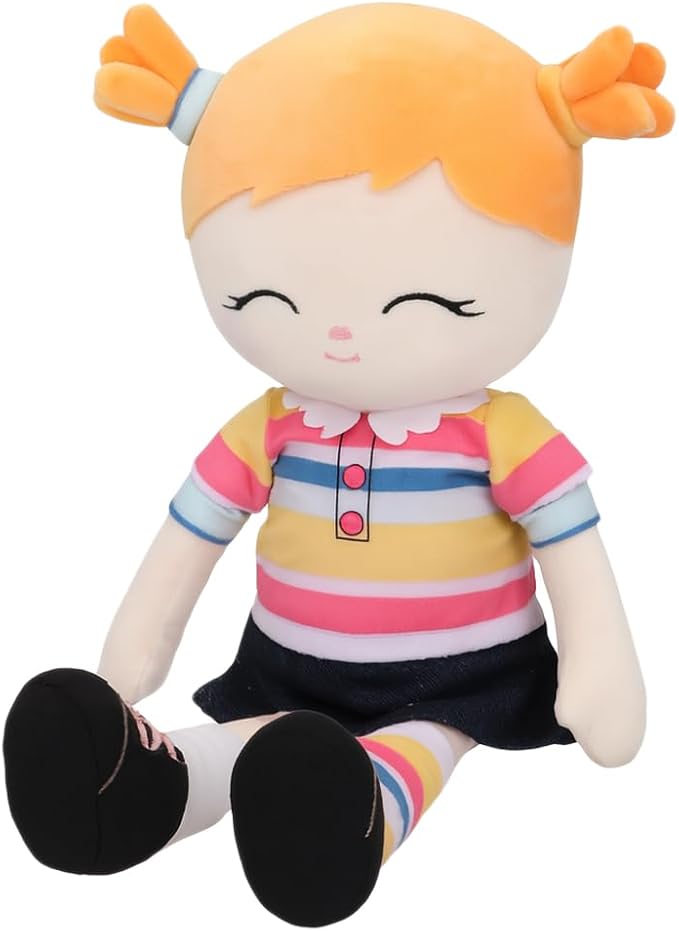 Soft Baby Doll Toys (16'') Baby Rag Doll for Girls Birthday Gift Christmas Plush Toys Gift for Toddler Kids (Orange)