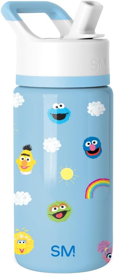 Simple Modern Kids Summit Water Bottle with Straw Lid | Sesame Street 14oz Stainless Steel Cup Insulated Tumbler for Toddlers, School | Sesame Street Pals