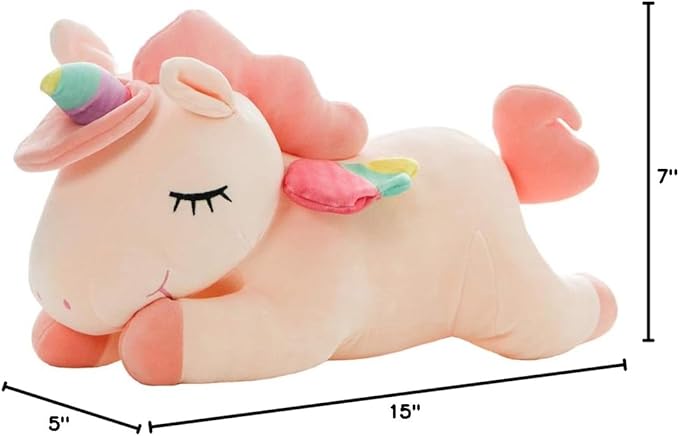 Unicorn Stuffed Animal, Soft Unicorn Plush Hugging Pillow Toy Gifts for Kids (Pink, 15.7 in)