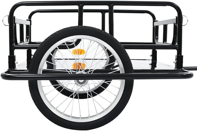 Bike Cargo Trailer, Bicycle Cart Wagon, 110.2 lb Max Load Steel Frame Heavy Duty for Carrying Stuff Luggage Plants Tools, 51.2"x28.7"x19.7" Black