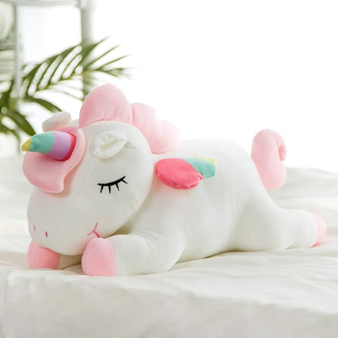 Unicorn Stuffed Animal, Soft Unicorn Plush Hugging Pillow Toy Gifts for Kids (White, 15.7 in)