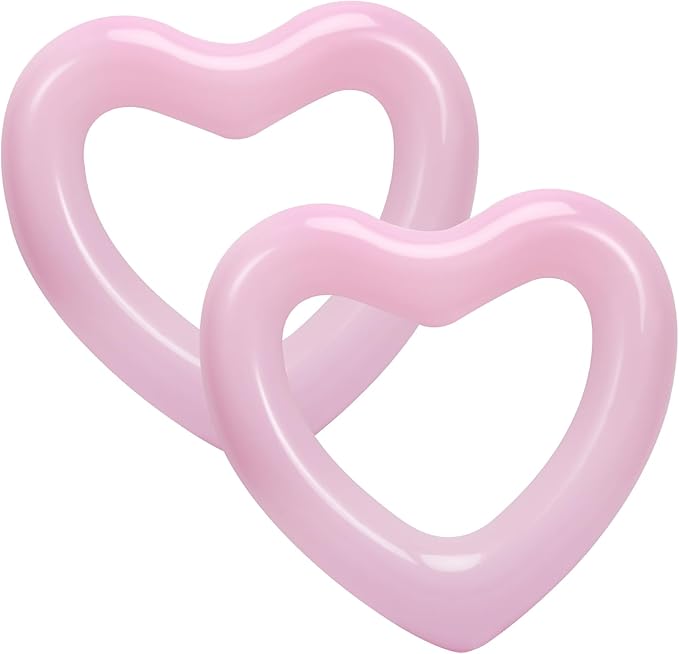 HeySplash Heart Pool Float, Heart Shaped Summer Swimming Pool Float Loungers Tube Ring Floatie, Water Fun Beach Party Toys for Adults, 2 Pack, 120 cm Diameter - Pink