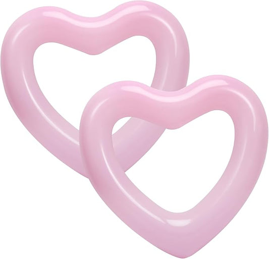HeySplash Heart Pool Float, Heart Shaped Summer Swimming Pool Float Loungers Tube Ring Floatie, Water Fun Beach Party Toys for Adults, 2 Pack, 120 cm Diameter - Pink