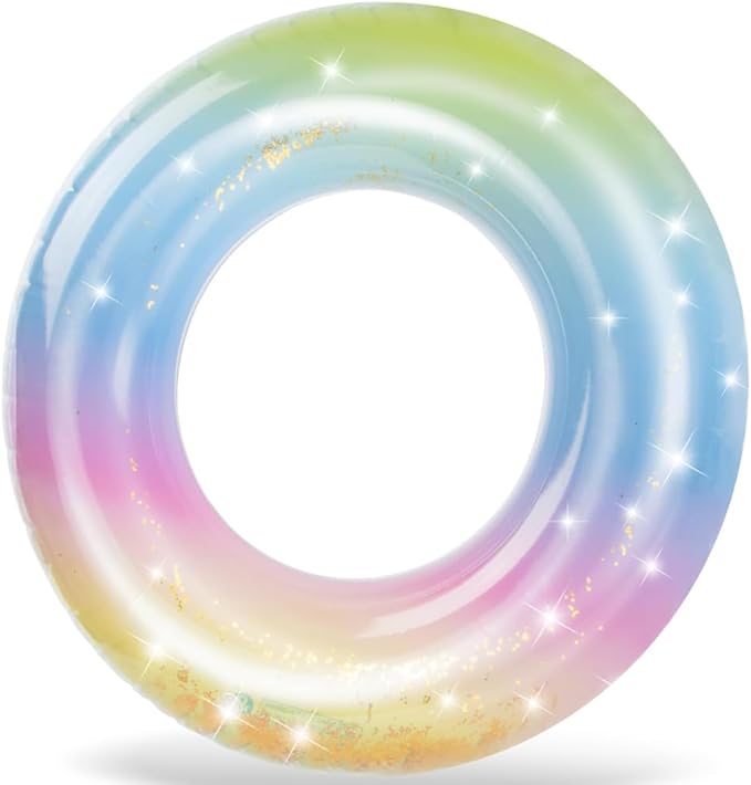 Children Swimming Ring, Inflatable Pool Floats Swim Tube Raft Toy with Fruits Mermaid Decorations Summer Water Fun Lounge Beach Lake Party Supplies for Kids