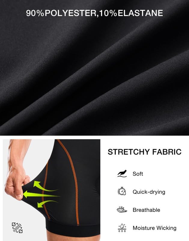 Bikewa Men's Cycling Underwear with Anti-Slip Leg Grips 4D Padded Bike Shorts MTB Liner for Bicycle Biking Riding